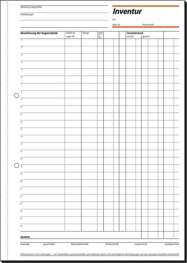 Sigel - Inventarbuch - 50 Blatt - A4