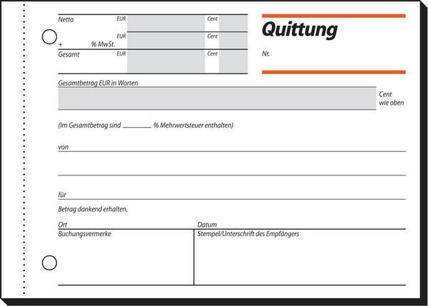Sigel - Quittung - 50 Blatt - A6 - Querformat