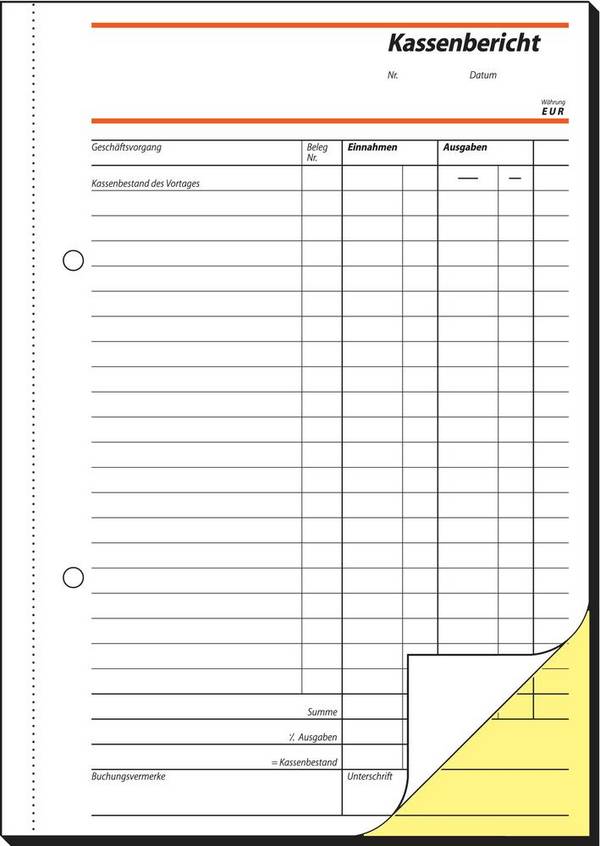 Sigel - Kassenbericht/Bestandsrechnung - 40 Blatt