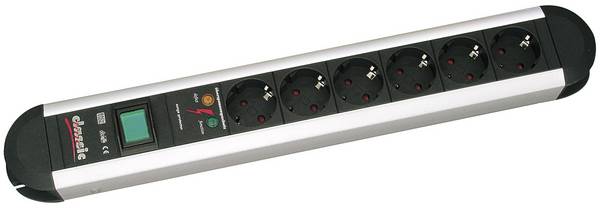 Bachmann 331013 Überspannungsschutz-Steckdosenleiste 6fach Aluminium, Schwarz Schutzkontakt 1 St.