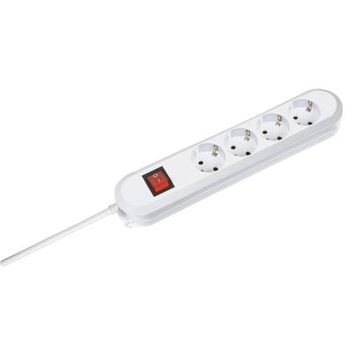 Bachmann 381.230K Steckdosenleiste mit Schalter 4fach Weiß Schutzkontakt 1 St.