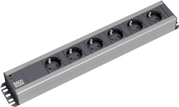 Bachmann 300000 Steckdosenleiste 19 Zoll 6fach Schwarz, Anthrazit Schutzkontakt 1 St.