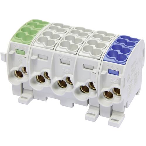 HoraeTec 080150-3-4 Hauptleitungsabzweigklemme 3-farbig 5polig 25 mm² Leiter-Typ = PE, L, N