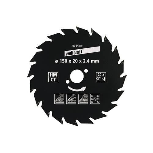 Wolfcraft 6372000 Hartmetall Kreissägeblatt 180 x 20 mm Zähneanzahl: 22 1 St.