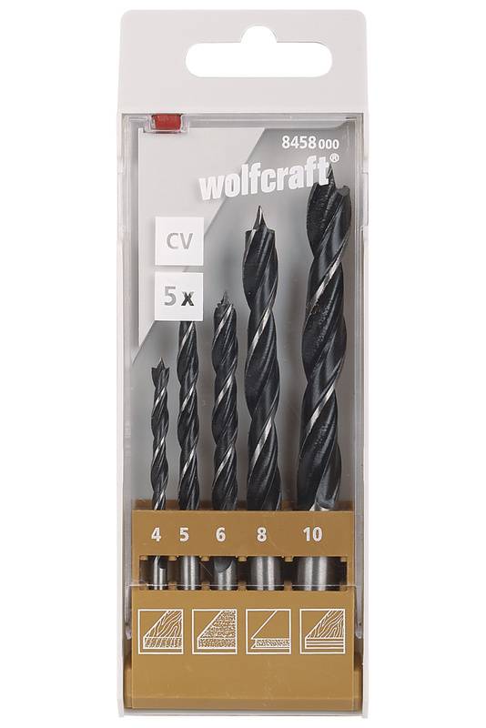 WOLFCRAFT Holz-Spiralbohrer-Set 5teilig Wolfcraft 8458000 Zylinderschaft 1 Set