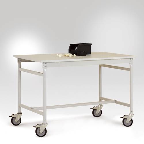 Thumbnail - Manuflex LB4008.7035 ESD Beistelltisch BASIS mobil leitfähig 750x500x853 mm, Tischpl.Melamin lichtgrau leitf.25mm Ableit...