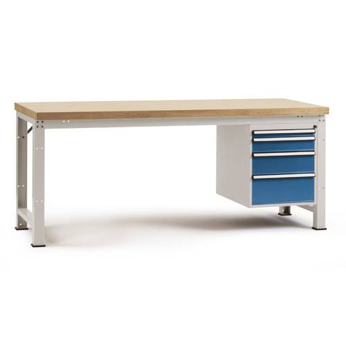 Manuflex WP5624.7035 Einzelwerkbank PROFI, komplett 2000x700x840 mm,Platte Multiplex RAL7035 lichtgrau (B x H x T) 2000 ...