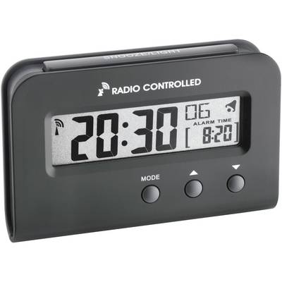 TFA Dostmann Digitaler Funk-Wecker, 60.2513.01, mit Wochentag und Datum, Weckalarm mit Snooze,-0