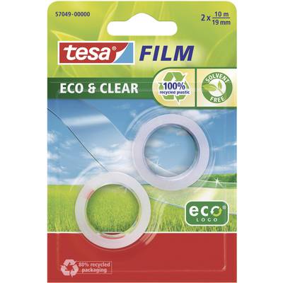 tesa Klebefilm Eco & Clear 57049-00000-13 tesafilm Eco & Clear Transparent (L x B) 10 m x 19 mm 2 St.