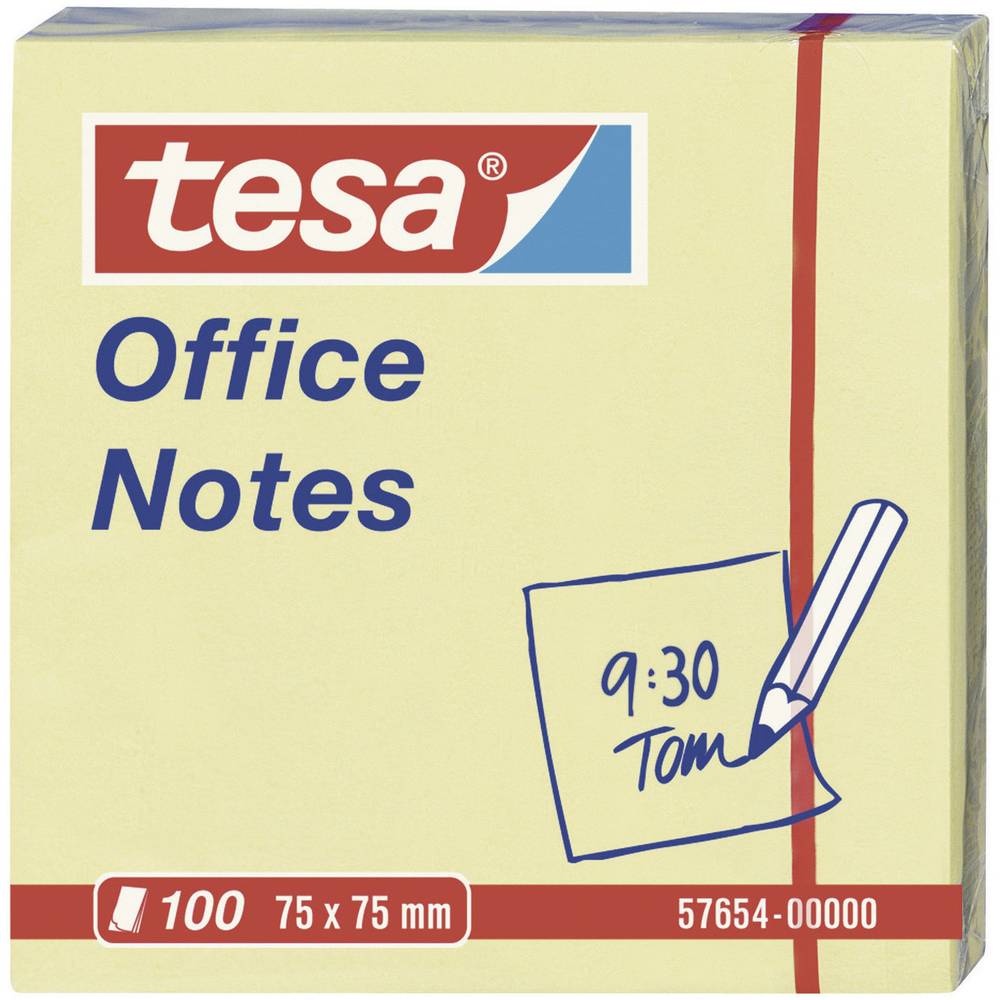 Tesa office notes 100 blaadjes geel 75mm
