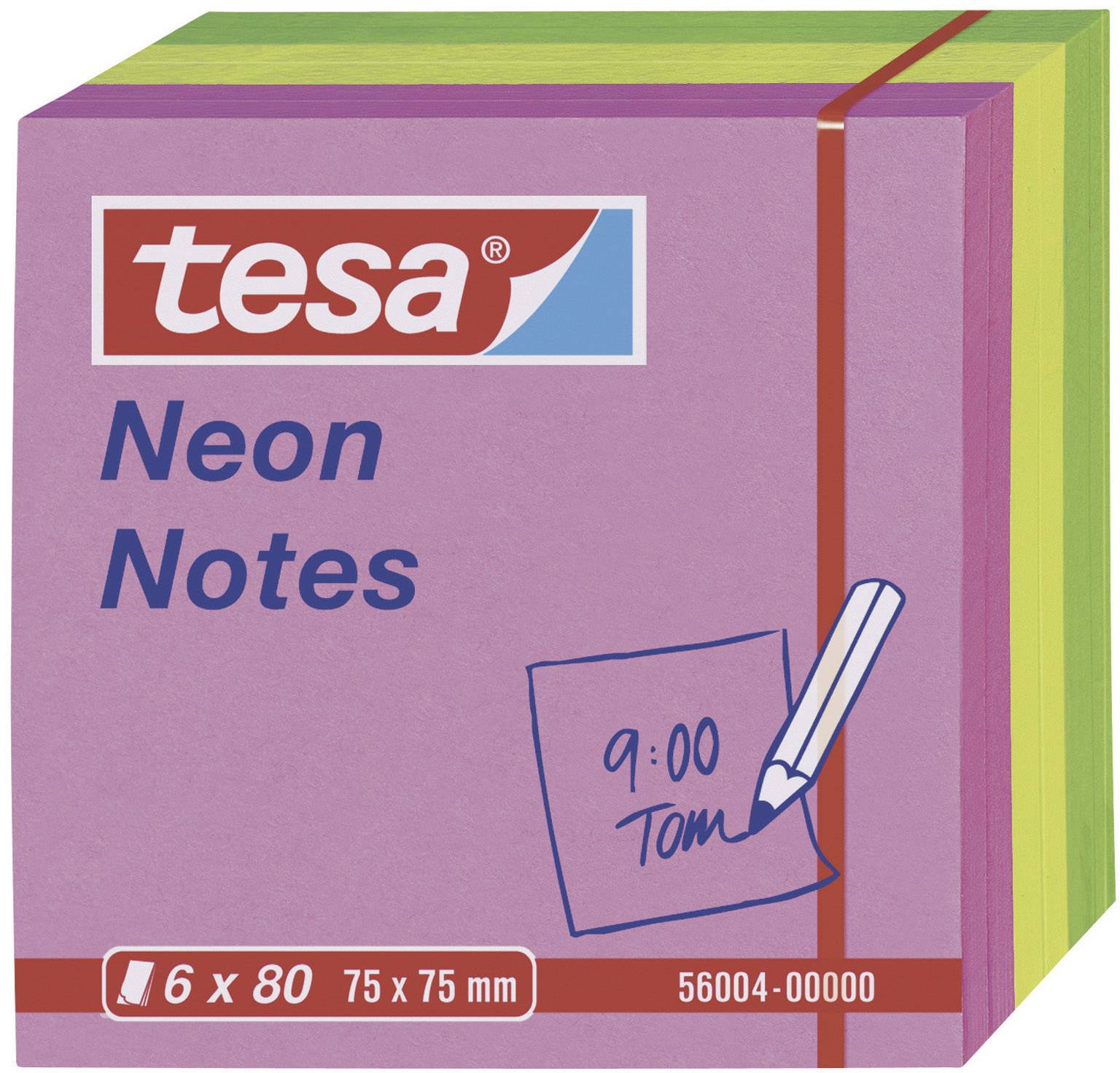 TESA NEON NOTES, 6X80 PINK/GELB/GRÜN 75:75