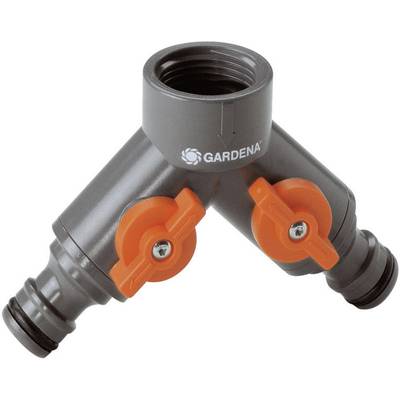 GARDENA 938-20  Kunststoff 2-Wege-Verteiler 24,2 mm (3/4") IG, Steckkupplung mit Regulierventil 