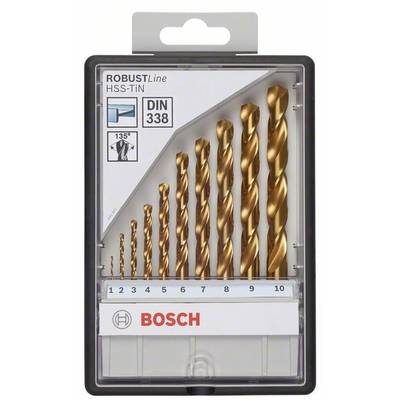 Bosch Accessories 2607010536 HSS Metall-Spiralbohrer-Set 10teilig   TiN DIN 338 Zylinderschaft 1 Set