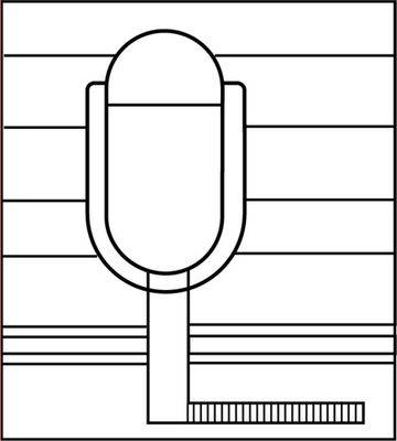 Ein einfaches Mikrofon-Icon mit vertikalen und horizontalen Linien als Hintergrund.