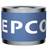 Eine blaue Dose mit silbernem Deckel und dem unscharfen Schriftzug 'EPCOR'.