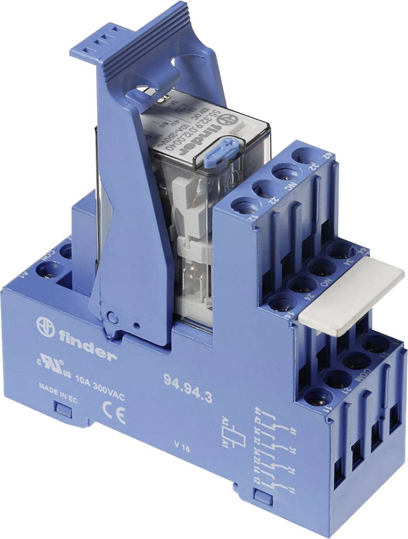 Finder 465290240040 Steckrelais – 2 Wechsler (RT) 8 A, 24 V DC, AgNi, Mit Mechanischer Prüftaste