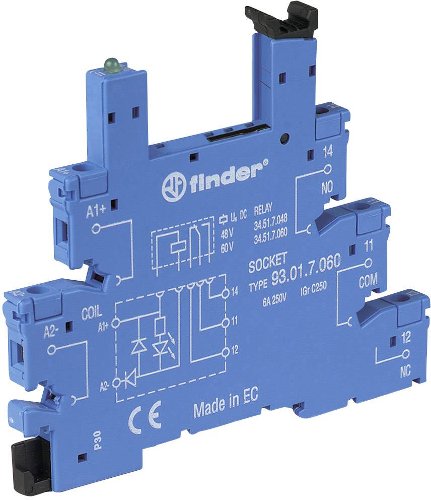 FINDER Relaissockel mit Haltebügel, mit LED, mit EMV-Entstörbeschaltung 1 St. Finder 93.01.3.240 Pas