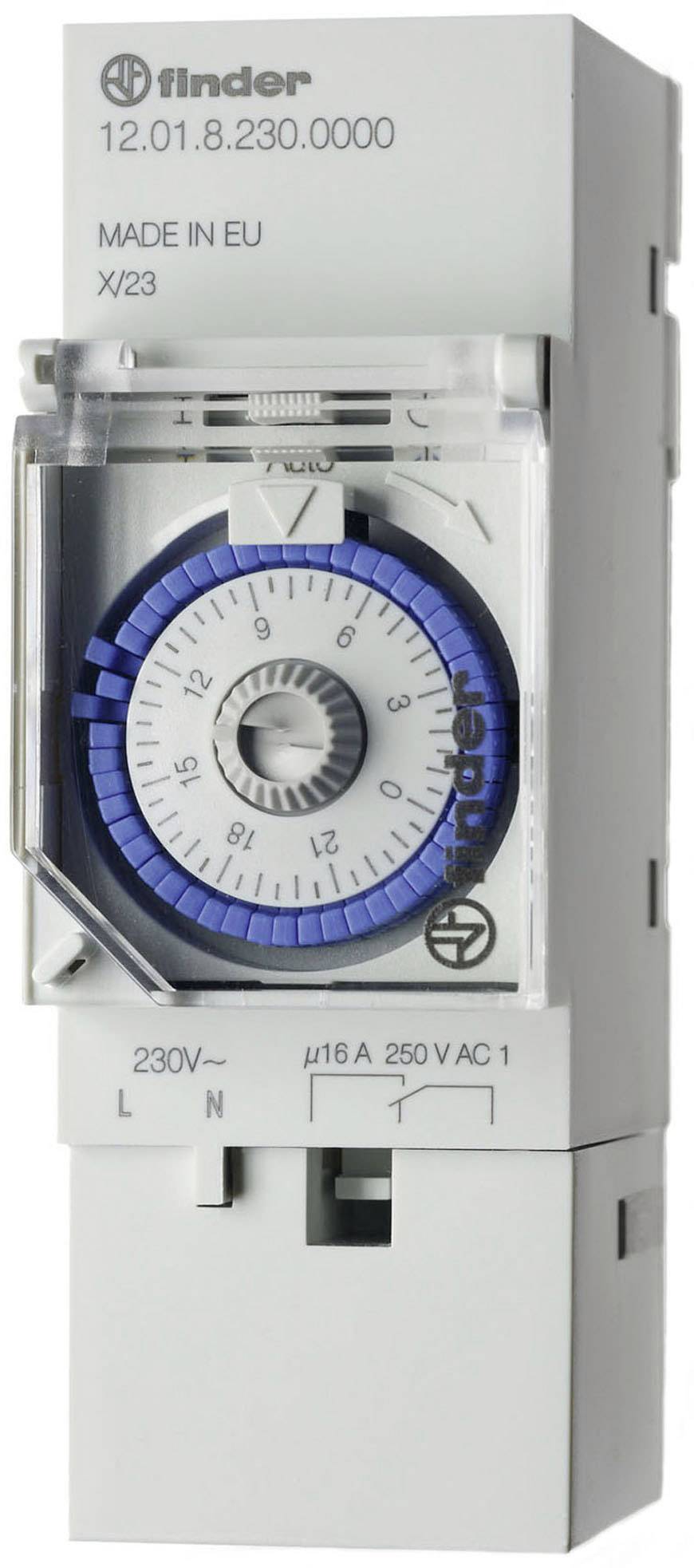 FINDER Zeitschaltuhr für 35 mm DIN-Schiene, Serie 12 Finder 12.01.8.230.0000 230 V/AC 1 Wechsler 16