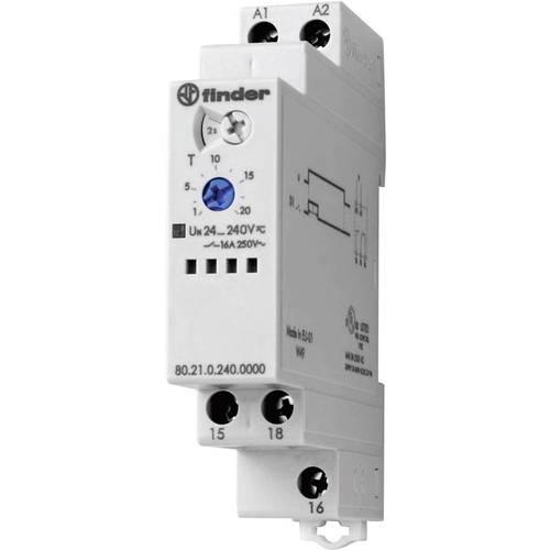Thumbnail - Finder 80.21.0.240.0000 80.21.0.240.0000 Zeitrelais Monofunktional 1 St. Zeitbereich: 0.1 s - 20 h 1 Wechsler