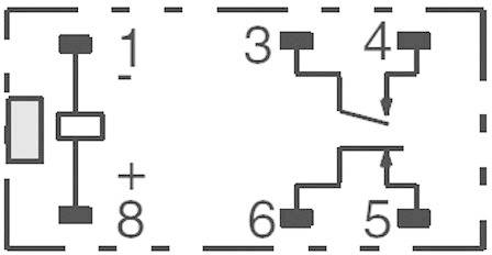 'Elektrischer Schaltplan mit Symbolen und Nummern von 1 bis 8. Der Plan zeigt die Anordnung von Schaltern und Anschlüssen.'