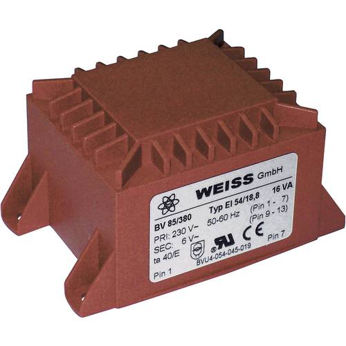 Thumbnail - Weiss Elektrotechnik 85/384 Printtransformator 1 x 230 V 1 x 18 V/AC 16 VA 889 mA
