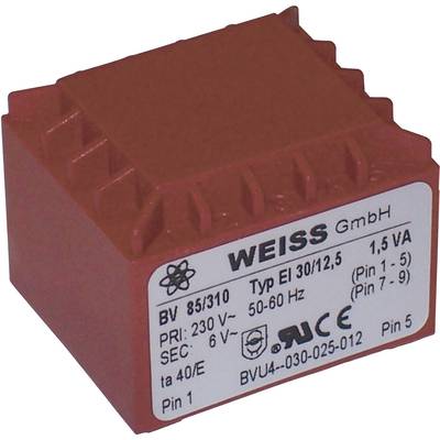 Weiss Elektrotechnik 85/313 Printtransformator 1 x 230 V 1 x 15 V/AC 1.50 VA 100 mA 