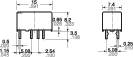 'Diagramm eines elektronischen Bauteils mit Maßen: Breite 19, Höhe 9,6, Tiefe 2,95 mm. Kontaktabstände sind 2,54 mm.'