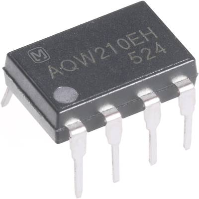 Eine schwarze Halbleiter-Komponente mit der Aufschrift 'AQW210EH 524', ausgestattet mit vier Metallpins für die elektrische Verbindung.