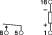 Schaltplan eines elektrischen Widerstandsnetzwerks, zeigt Widerstände in Serie und Parallel sowie Anschlusspunkte und Plus/Minus-Markierungen.