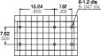 Technische Zeichnung zeigt ein rechteckiges Gitter mit spezifischen Abmessungen: 15,24 mm x 7,62 mm. Punkpositionen sind markiert.