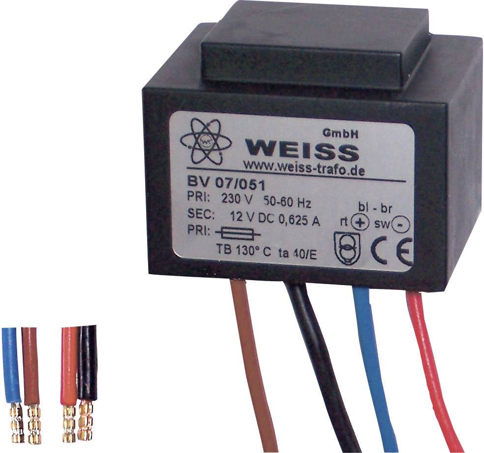 WEISS ELEKTROTECHNIK 07/053 Kompaktnetzteil Transformator 1 x 230 V 1 x 8 V/AC 10 VA 1250 mA