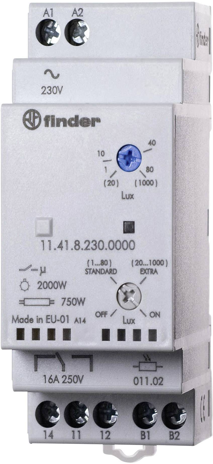 FINDER Dämmerungsschalter 1 St. Finder 11.41.8.230.0000 Betriebsspannung:230 V/AC Empfindlichkeit Li