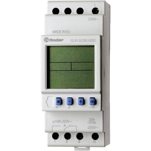 Finder 12.91.8.230.0000 Zeitschaltuhr für Hutschiene 230 V/AC Tagesprogramm