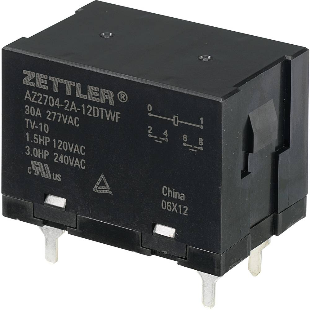 Grootvermogenrelais Zettler Electronics AZ2704-2A-12DTWF 12 V-DC 2 NO