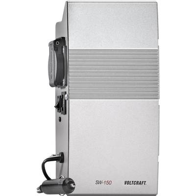 Ein graues elektrisches Gerät mit der Aufschrift 'SW-150' und 'Voltcraft'. Es hat mehrere Anschlüsse auf der linken Seite.