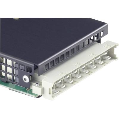 Computer-Hardware-Bauteil mit schwarzem Kühlkörper und acht sichtbaren Steckverbindungen auf weißem Gehäuse.