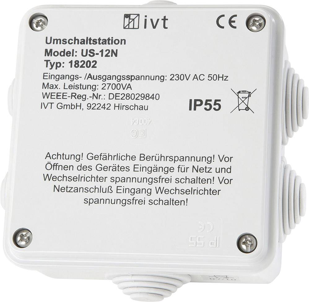 IVT Umschaltstation US-12N 2760 VA 18202 130 mm x 130 mm x 60 mm Passend  für Modell (Wechselrichter):Universal