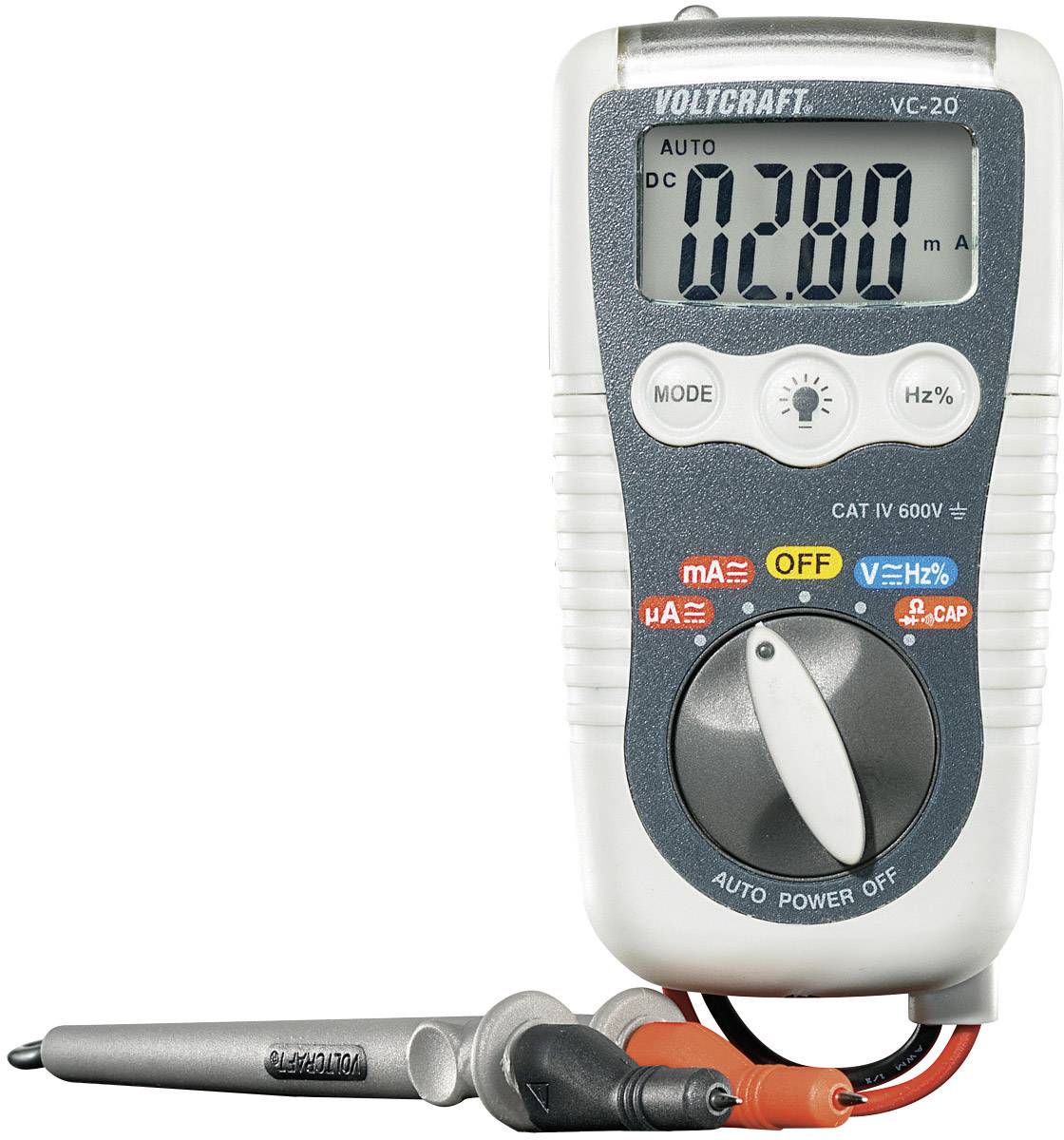 VOLTCRAFT Hand-Multimeter digital VOLTCRAFT VC-20 Kalibriert nach: DAkkS Spritzwassergeschützt (IP54