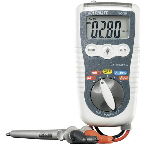 VOLTCRAFT VC-20 Hand-Multimeter kalibriert (DAkkS-akkreditiertes Labor) digital Spritzwassergeschützt (IP54) CAT III 100...