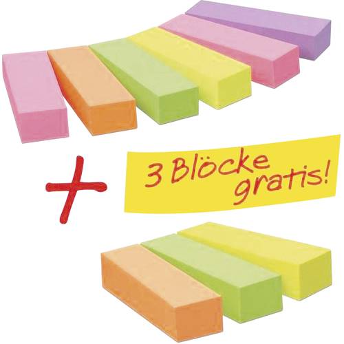 Thumbnail - Post-it Haftstreifen 670-6+3 15 mm x 50 mm Neonpink, Neongrün, Neongelb, Neonorange, Violett 900 Blatt