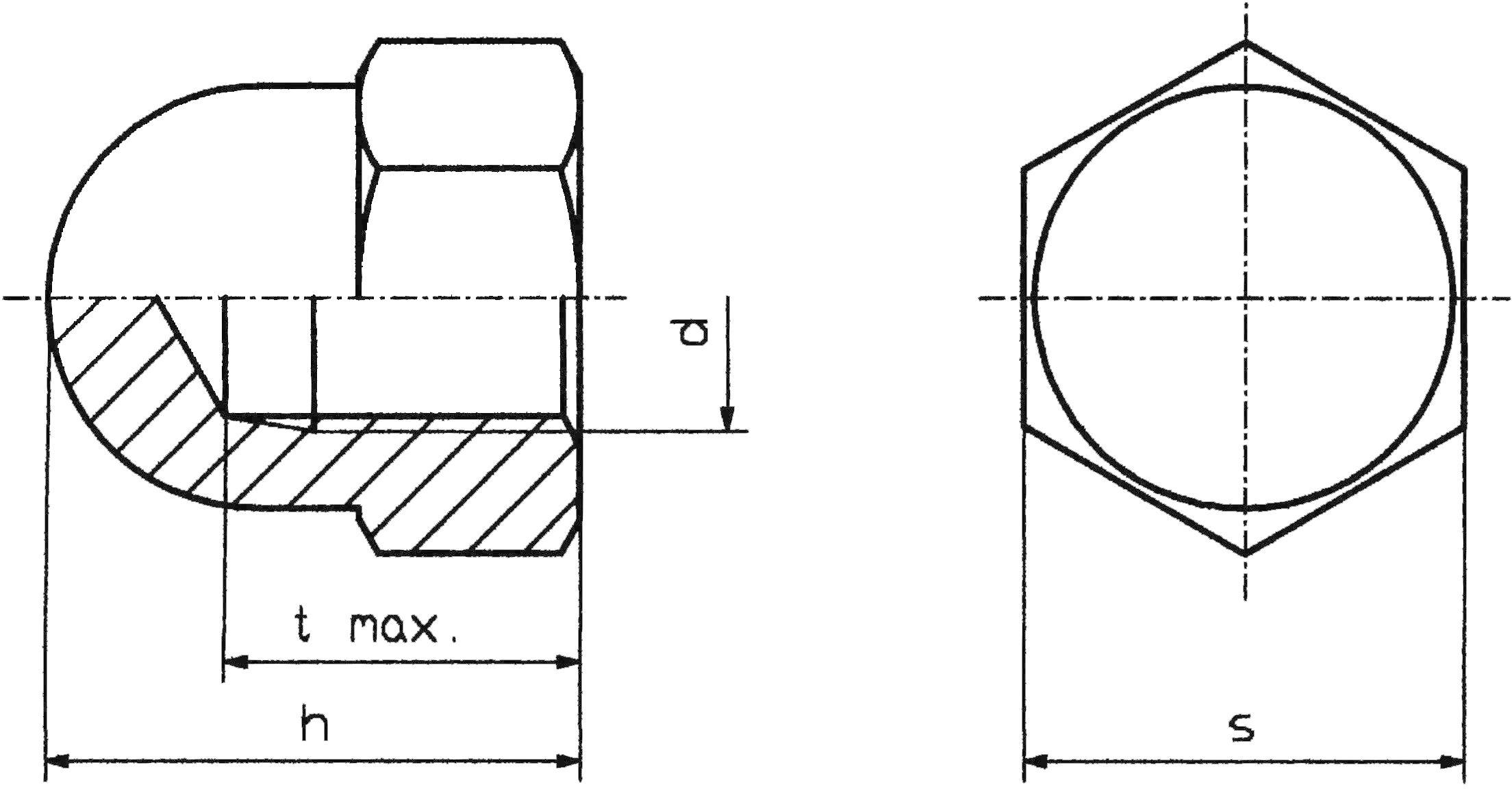 Technische Zeichnung eines Winkelanschlusses mit Maßen: d, t max, h, s. Zeigt Seiten- und Draufsicht für Montageanleitung.