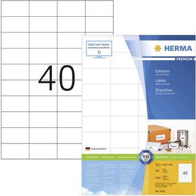 Herma 4461 Universal-Etiketten 52.5 x 29.7 mm Papier Weiß 4000 St. Permanent haftend Tintenstrahldrucker, Laserdrucker, 