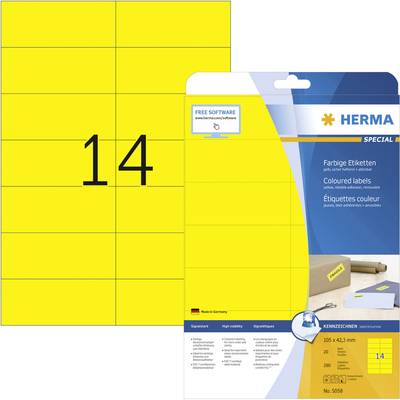 Herma 5058 Universal-Etiketten 105 x 42.3 mm Papier Gelb 280 St. Permanent haftend Tintenstrahldrucker, Laserdrucker, Fa