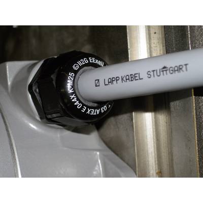 Ein dickes Kabel ist an einem Anschluss angeschlossen. Auf dem Kabel steht 'Lapp Kabel Stuttgart'.