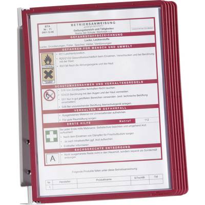 Durable Sichttafelwandhalter VARIO WALL 5 - 5551 Rot DIN A4 Anzahl der mitgelieferten Sichttafeln 5