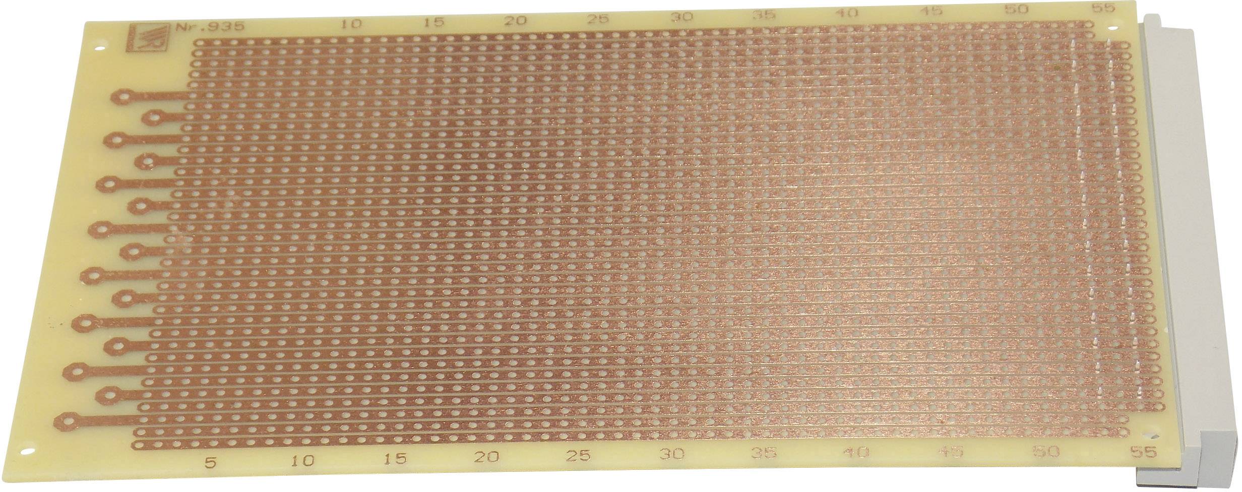 Lochrasterplatine mit Kupferbeschichtung zur Elektronikprototypenerstellung, nummerierte Achsen erleichtern die Komponentenplatzierung.