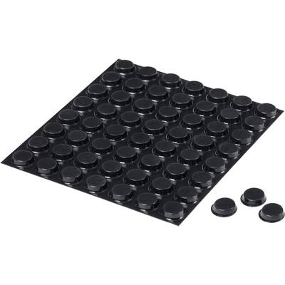 Eine schwarze Noppenplatte mit abnehmbaren runden Gummifüßen, die zur Vibrationsdämpfung oder zum Schutz von Oberflächen dienen.
