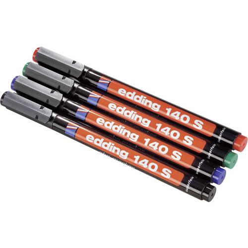 Edding 140 S 4-140-4 Folienschreiber Schwarz, Rot, Blau, Grün wasserfest: Ja