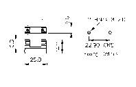 Elektrisches Schaltplansymbol mit Maßen: 22,0 mm Höhe, 22,0 mm Breite. Beschriftungen 'C' und '22.0'. Dient zur Positionierung.