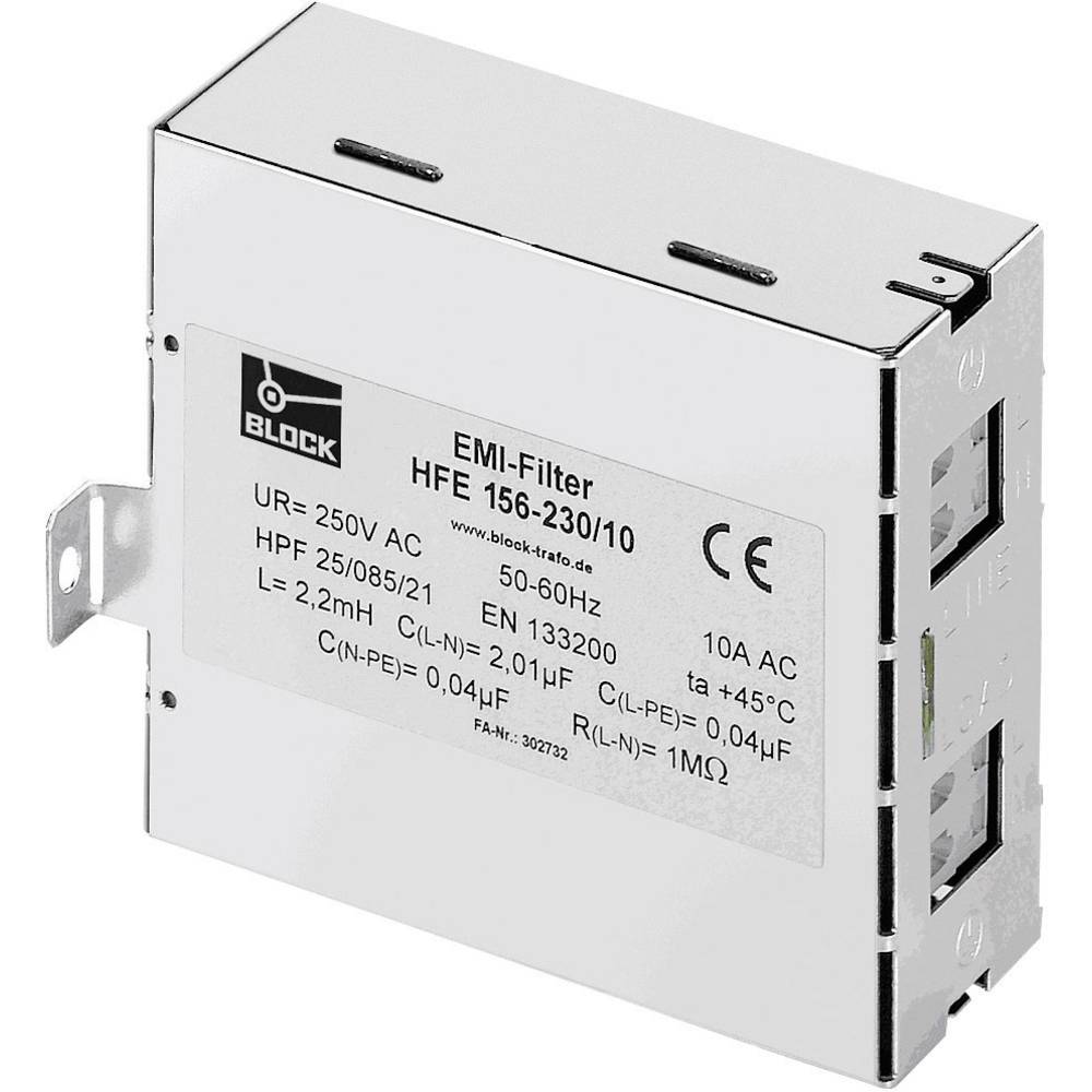 Block HFE 156-230-10 HFE 156-230-10 Radio-ontstoringsfilter 250 V-AC 10 A (b x h) 40 mm x 85 mm 1 st